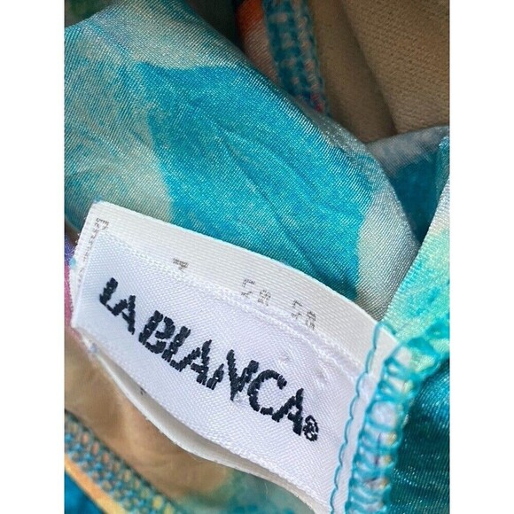 Vintage La Blanca Size 6 Swimsuit Flroal 1 Piece Plunge Front Low Back High Cut - Picture 5 of 9